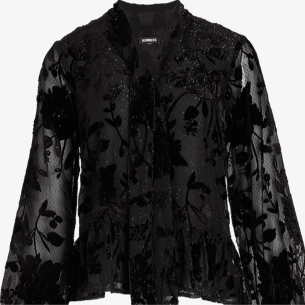 Express Black Velvet Floral Women's Top